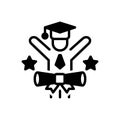Black solid icon for Graduate, student and achievement Royalty Free Stock Photo