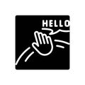 Black solid icon for Hello, gesturing and hand