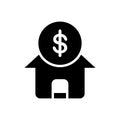 Black solid icon for Home loan, mortgage and loan