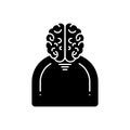 Black solid icon for Human brain, anatomy and skull Royalty Free Stock Photo