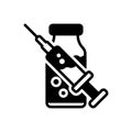 Black solid icon for Injection Full With Drug, syringe and treatment