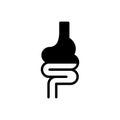 Black solid icon for Intestine, appendix and human