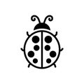 Black solid icon for Ladybug, coccinellid and bug Royalty Free Stock Photo