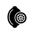 Black solid icon for Lemon, citrus and slice Royalty Free Stock Photo