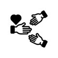 Black solid icon for Liberalization, hand and heart Royalty Free Stock Photo