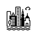 Black solid icon for Liverpool, cityscape and building