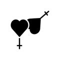 Black solid icon for Love, physicality and neuter Royalty Free Stock Photo