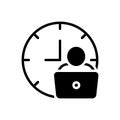 Black solid icon for Man Hour, work and laptop Royalty Free Stock Photo