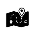 Black solid icon for Map, road and route