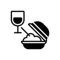 Black solid icon for Meal, food and edible Royalty Free Stock Photo