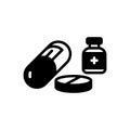 Black solid icon for Medicine, drug and pills