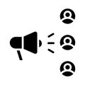 Black Solid icon megaphone people engagement. Royalty Free Stock Photo