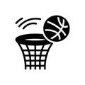 Black solid icon for Missed, misplaced and basketball
