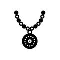 Black solid icon for Necklace, chain and beads