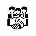 Black solid icon for Partnership, collaboration and handshake Royalty Free Stock Photo