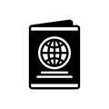 Black solid icon for Passport, immigration and document