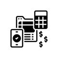 Black solid icon for Payable, banking and amount