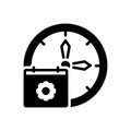 Black solid icon for Periodically, clock and sooner