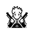 Black solid icon for Perk, gun and thief