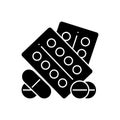 Black solid icon for Pharmaceutical drugs, pills and tablet