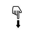 Black solid icon for Point Down, direction and arrow Royalty Free Stock Photo