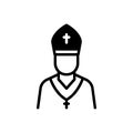 Black solid icon for Pope, bible and catholic