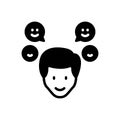 Black solid icon for Positivity, negative and feedback