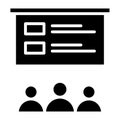 Black solid icon Presentation board with audience. Royalty Free Stock Photo
