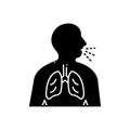 Black solid icon for Respiration trouble, asthma and inhaler