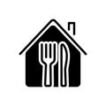 Black solid icon for Restaurant, shop and food