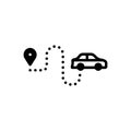 Black solid icon for Route, navigator and distance