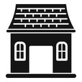 Black solid icon of a small house with big garage door Royalty Free Stock Photo