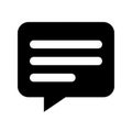 Black Speech Bubble Icon with Three Horizontal Lines on White Background chat message Royalty Free Stock Photo