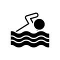 Black solid icon for swim, float away and swimming Royalty Free Stock Photo