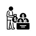 Black solid icon for Taxpayer, rater and dollar