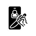 Black solid icon for Threaten, imtimidate and blank call