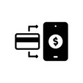 Black solid icon for Transfer, card and online Royalty Free Stock Photo