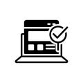 Black solid icon for Usability Control, operation and applicability