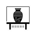 Black solid icon for Vase exhibit, kalash and jar