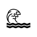 Black solid icon for Wave, ripple and backwash