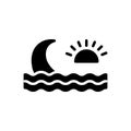 Black solid icon for Wave, ripple and backwash