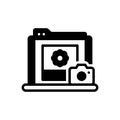 Black solid icon for Webshots, image and shot Royalty Free Stock Photo