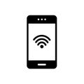Black solid icon for Wifi connection, mobile and connection Royalty Free Stock Photo