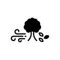 Black solid icon for Wind, breeze and tree Royalty Free Stock Photo