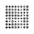Black Solid User Interface Icons Collection with Navigation, Media and App Symbols Royalty Free Stock Photo