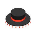 Black sombrero hat icon, isometric 3d style Royalty Free Stock Photo