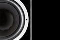 Black sound speaker membrane Royalty Free Stock Photo