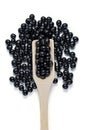 Black Soybeans (Black Soya Bean), Black Soy beans with wooden spoon Royalty Free Stock Photo