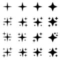 Black sparkles symbols vector. The set of sample vector stars sparkle icon. Bright firework, decoration twinkle, shiny flash. Royalty Free Stock Photo