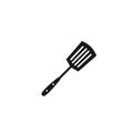 Black spatula icon. BBQ and grill tools. Barbeque cutlery. Kitchen utensil